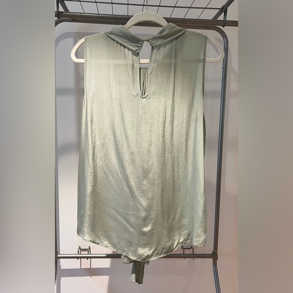 Anthropologie, Not So Serious | Sea Green Blouse with Collar and Tie, Small - Picture 5 of 7